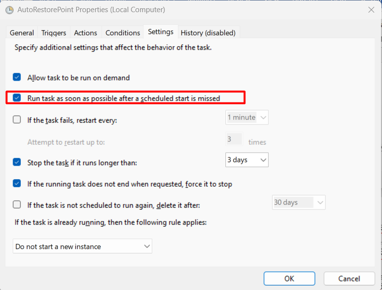 Task Settings Tab